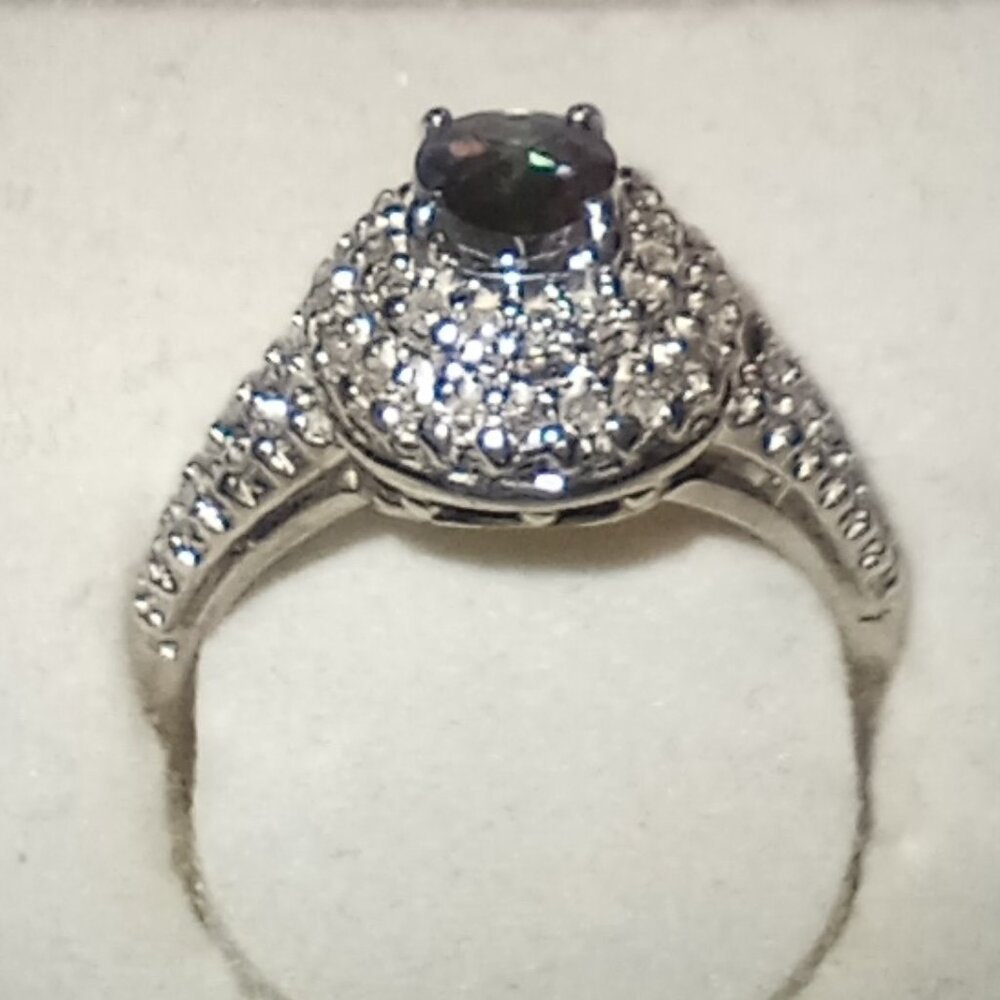 10Kt Yellow or White Gold Mystic Topaz & Diamond Ring - Picture 9 of 11
